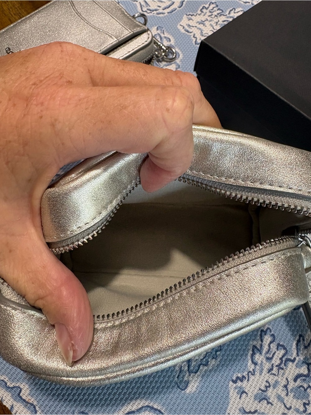 Coach Metallic Silver zip card case and matching mini pouch. - Picture 6 of 6